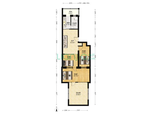 新东关南里社区 3室1厅1卫 51平方