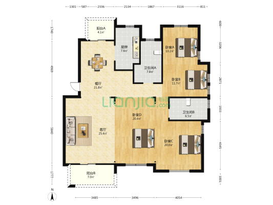 盾安福邸 4室2厅2卫 163平方