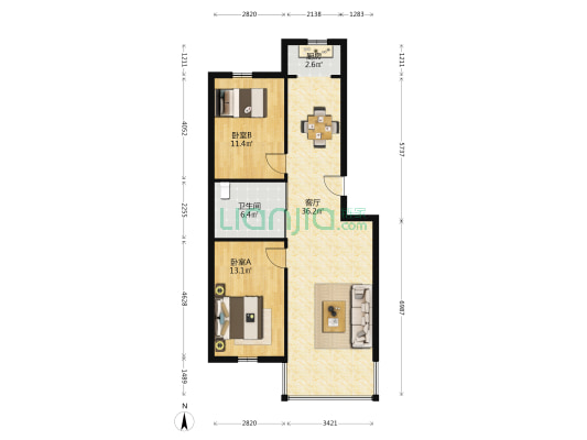 桃北家园 2室1厅1卫 91平方