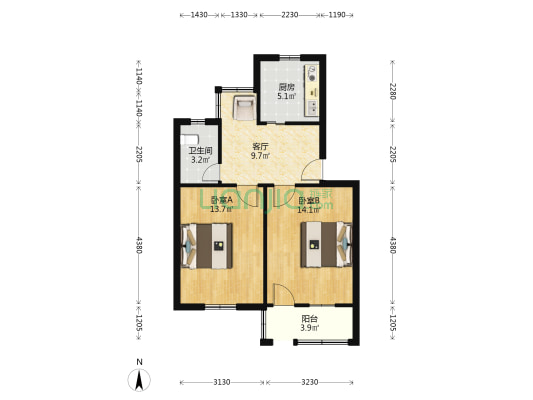 青年中路73号 2室1厅1卫 59平方