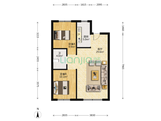 万龙国际城三期 2室1厅1卫 85平方