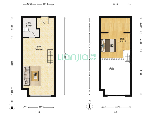 亿立城市商务广场 1室1厅1卫 59平方