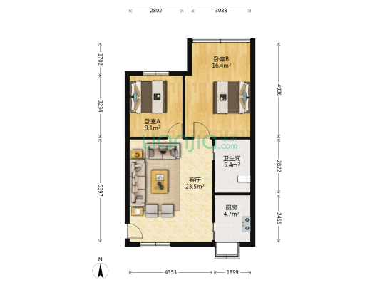 光华苑 2室1厅1卫 75平方