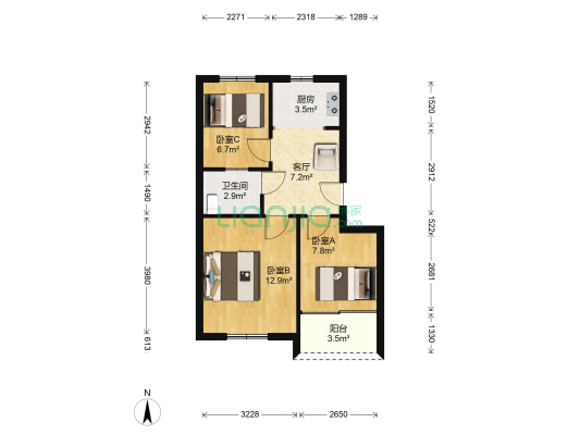 吉明里 3室1厅1卫 57平方