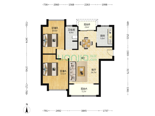 永新北苑 2室1厅1卫 93平方