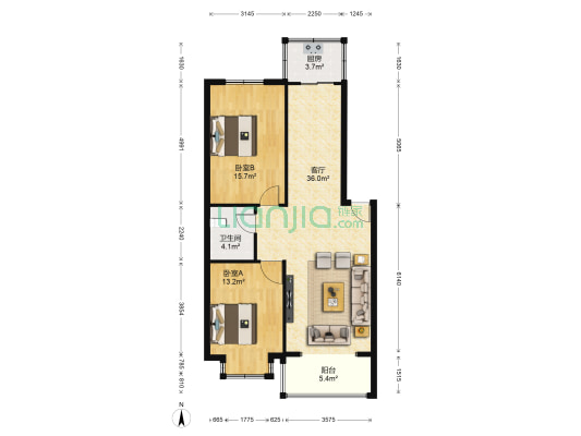 金玉源(香河) 2室1厅1卫 91平方