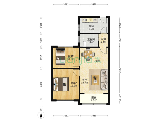 广宇大楼 2室1厅1卫 78平方