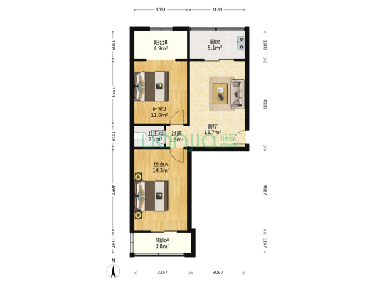 测绘东路29号院 2室1厅1卫 56平方