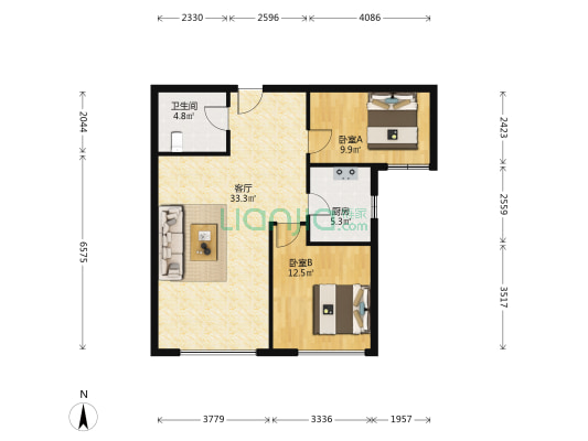 招商依云郡 2室1厅1卫 94平方