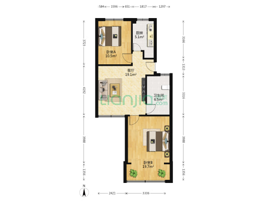 红光二期 2室1厅1卫 78平方