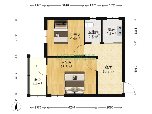 归云堂 2室1厅1卫 57平方
