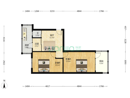 十一中宿舍 2室1厅1卫 59平方