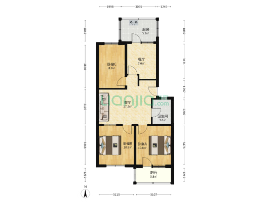 钟楼东路 3室2厅1卫 83平方