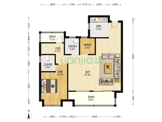 佳源新安印象 1室1厅2卫 111平方