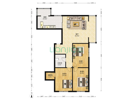 警安小区 3室1厅1卫 137平方
