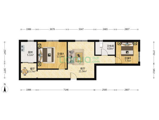 省水利厅工程地质建设公司家属院 2室2厅1卫 75平方