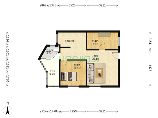 卫生局宿舍(荔湾区) 2室1厅1卫 60平方
