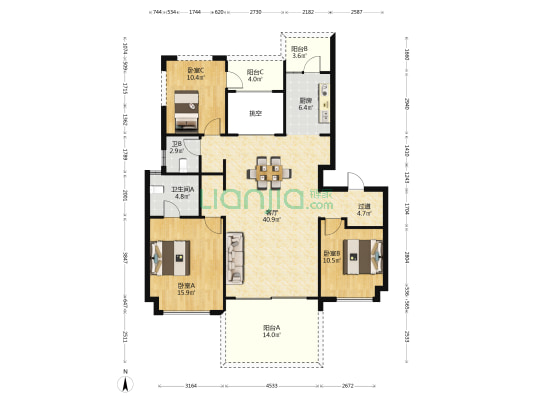 中铁云湾 3室1厅2卫 112平方