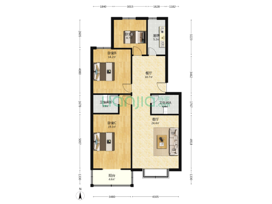 新东方·凤凰城 3室2厅2卫 118平方
