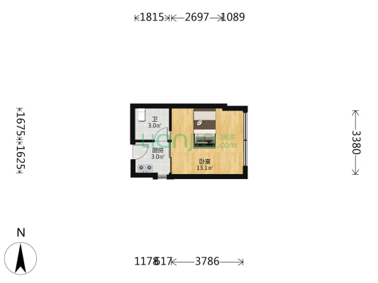 时代先锋公寓 1室0厅1卫 30平方