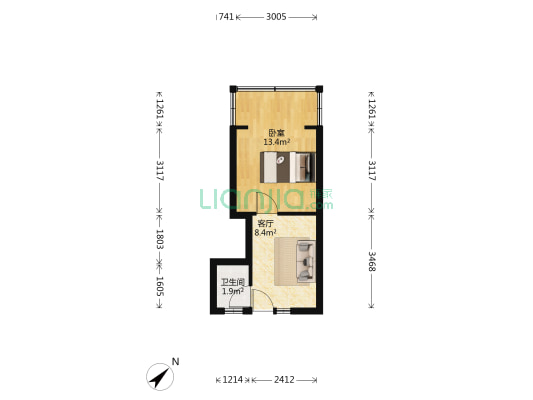莲花新区南二巷1号 1室1厅1卫 46平方
