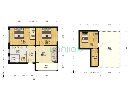 三塘竹园 3室1厅1卫 72平方