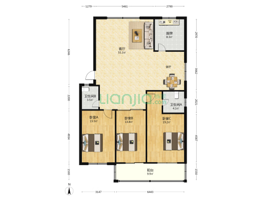 芙蓉居 3室1厅2卫 149平方