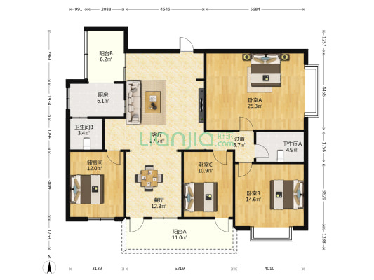 广西壮族自治区党委机关大院 3室2厅2卫 154平方