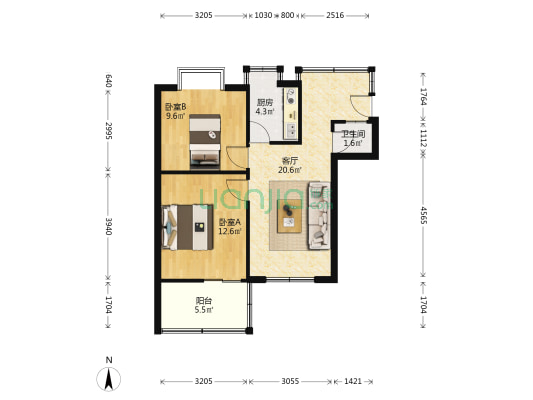 健康新村 2室1厅1卫 60平方