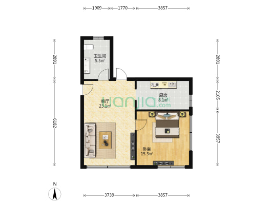 萧山商业城机电市场 1室1厅1卫 75平方