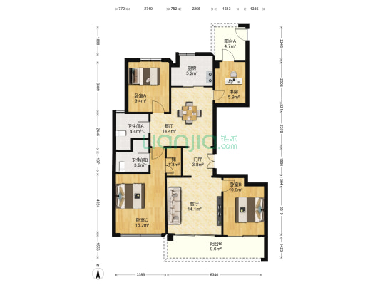 臻奥院一期 4室2厅2卫 135平方