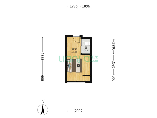 万科仓前九里 1室0厅1卫 26平方