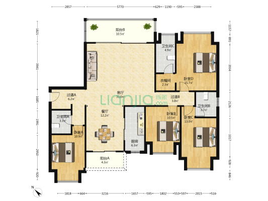 远洋万和公馆 4室2厅3卫 168平方