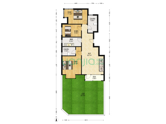 孔雀城大卫城四期 3室1厅2卫 117平方