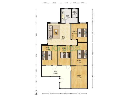 湖南警察学院白云路宿舍区 4室1厅1卫 97平方
