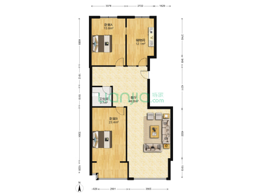 银寰大厦 2室1厅1卫 135平方