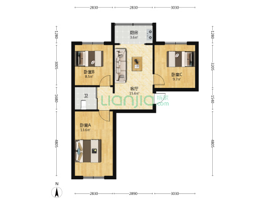 东盟小区 3室1厅1卫 76平方