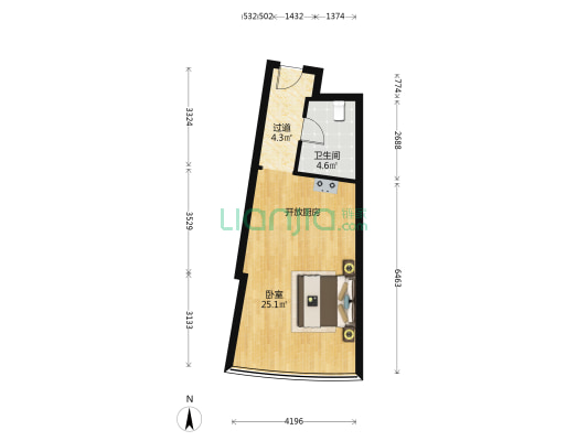 中冶盛世国际广场 1室0厅1卫 49平方