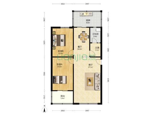 计量局家属院 2室2厅1卫 66平方