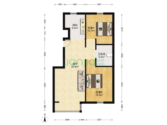 荣阳和洽园 2室1厅1卫 89平方