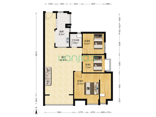 瑞居海布斯卡 3室1厅1卫 112平方