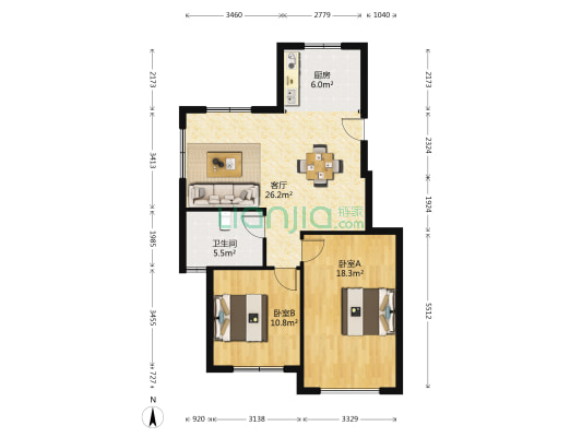 御龙苑 2室1厅1卫 88平方