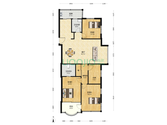 利府大楼 4室1厅2卫 146平方