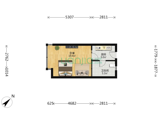 水三千 1室0厅1卫 40平方