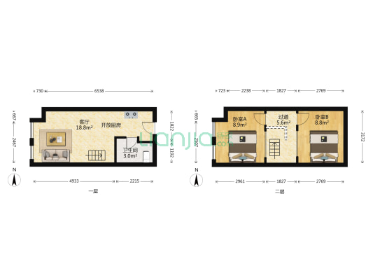 高科商业中心 2室1厅1卫 38平方