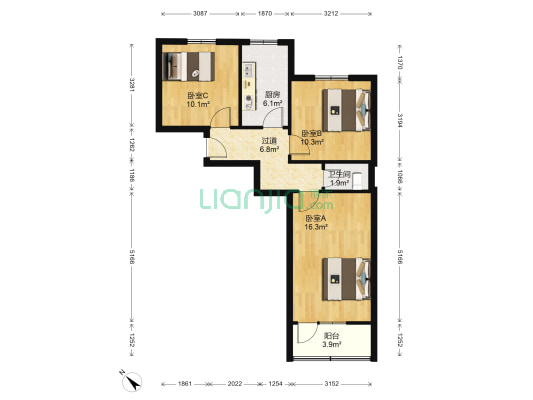 吉林路 3室0厅1卫 70平方