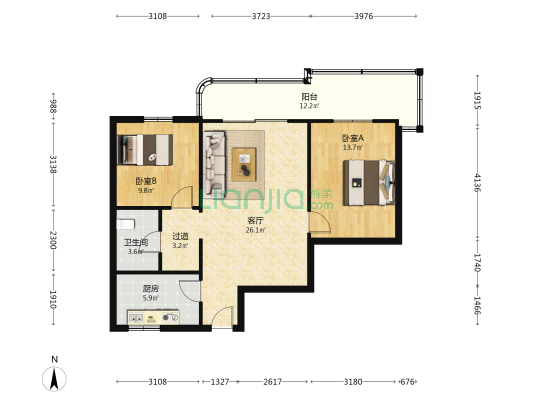 抽纱厂家属院 2室1厅1卫 84平方