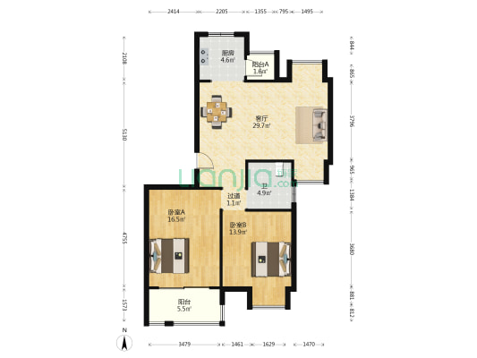 君邻世家北区 2室1厅1卫 95平方