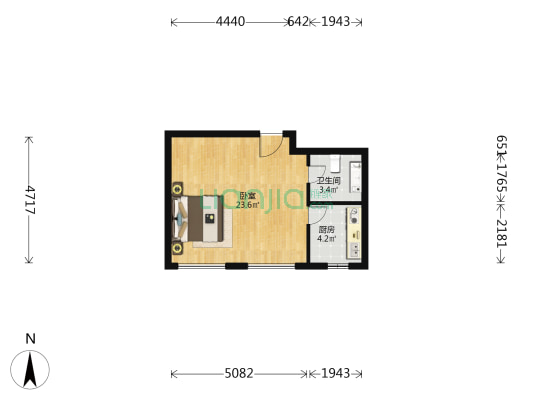 世纪海云天三期 1室0厅1卫 45平方