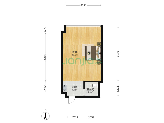多彩时代广场 1室0厅1卫 65平方